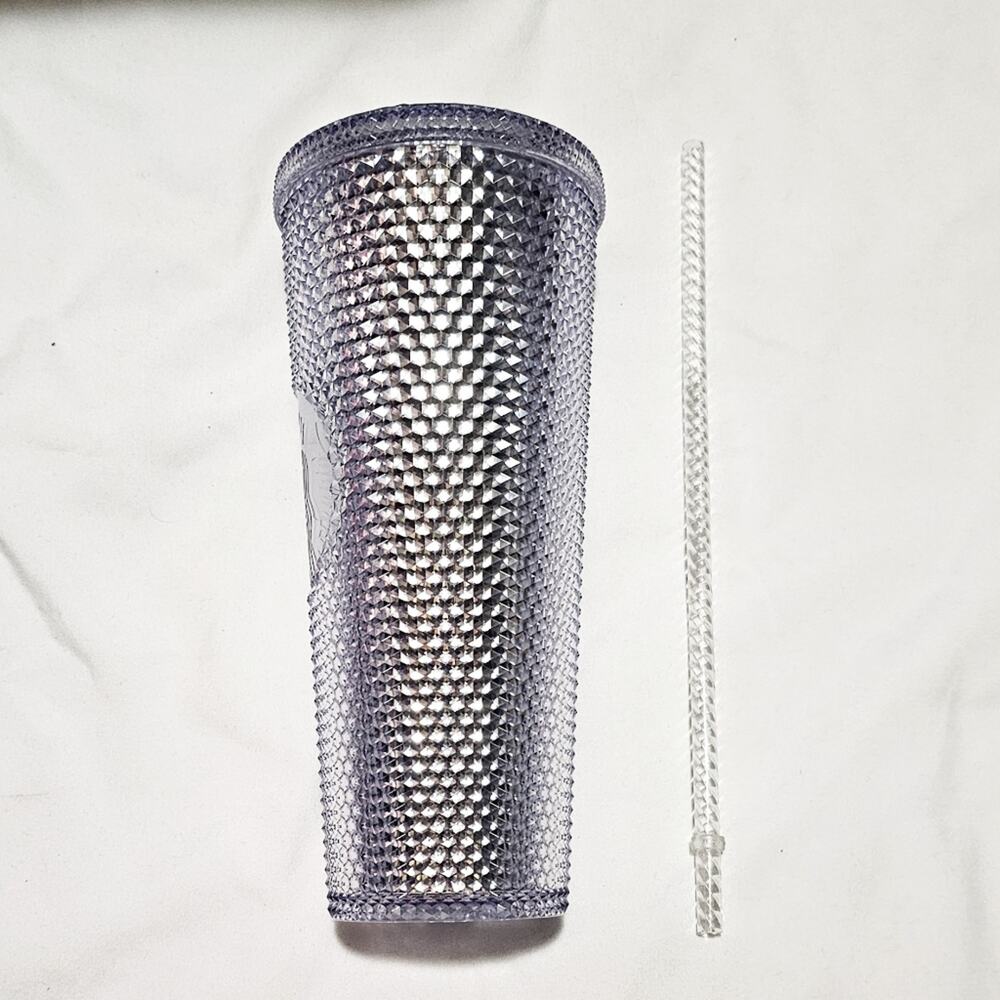 Starbucks New silver platinum clear Holiday 2019 studded venti tumbler 24 oz - Picture 4 of 9